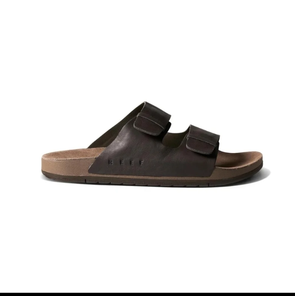 Reef Men's Ojai Two Bar Cushioned Footbed Brown Leather Sandal CJ5525